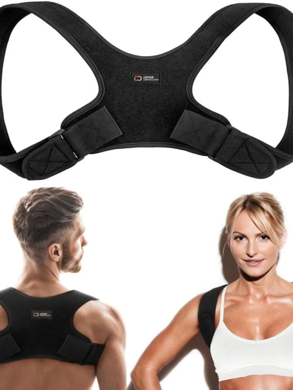 Back Brace Posture Corrector for Women and Men. Copper Infused Shoulder Straight - Picture 1 of 8